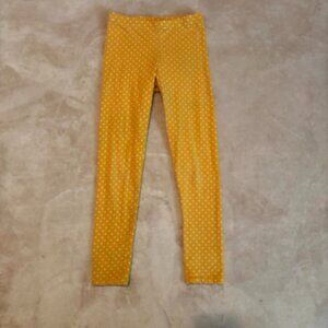 Girls Yellow Polka Dot Leggings Stretch Pull On Pants Size L 10–12 (Approx)